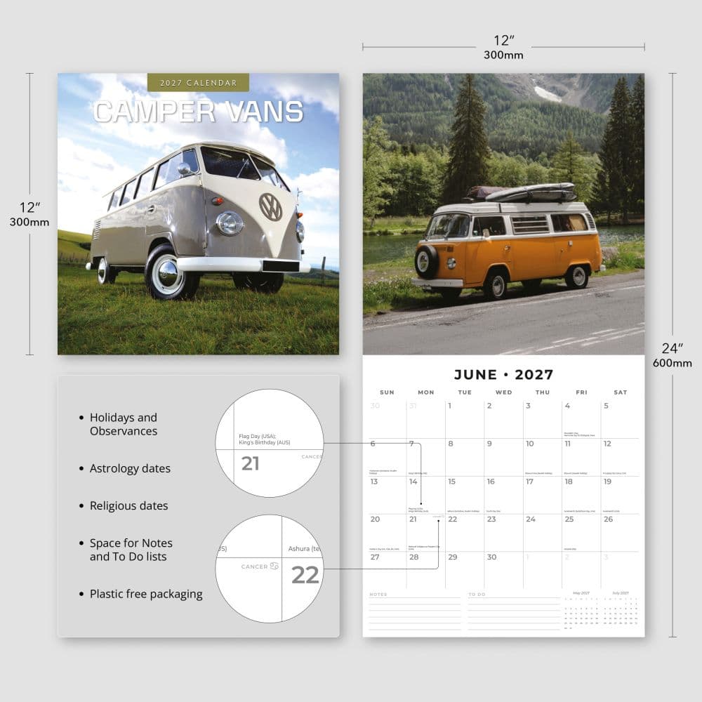 Camper Vans 2027 Wall Calendar Third Alternate Image