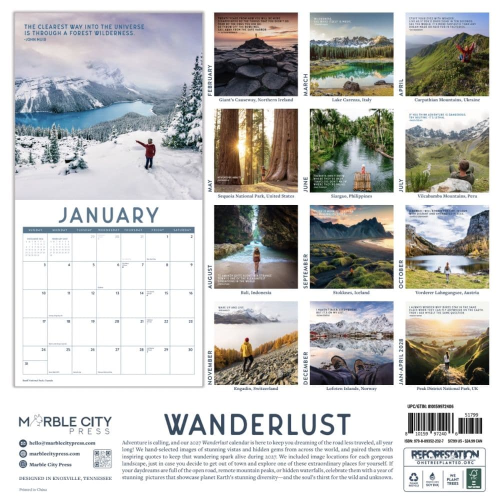 Wanderlust 2027 Wall Calendar First Alternate Image