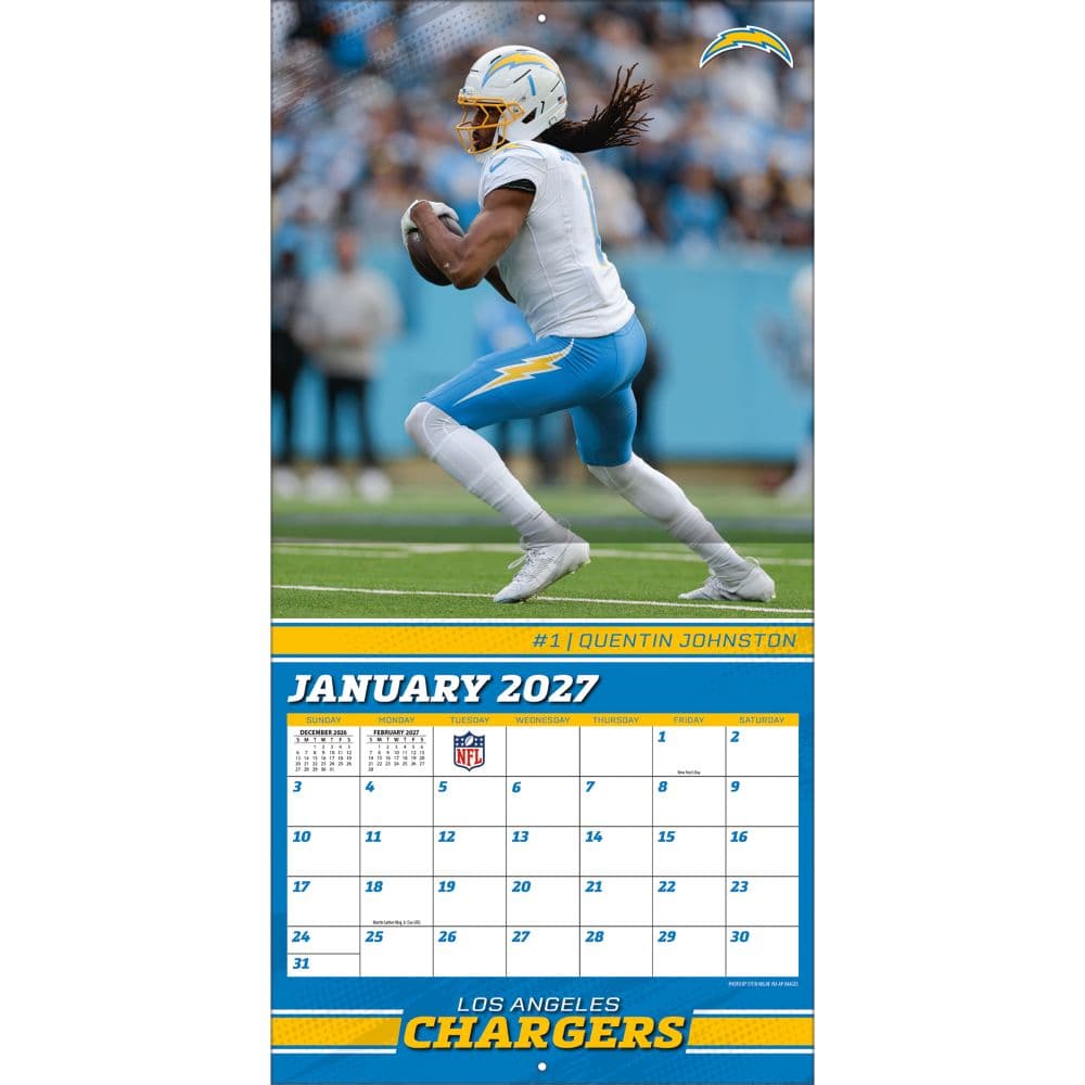 NFL Los Angeles Chargers 2027 Wall Calendar Third Alternate Image