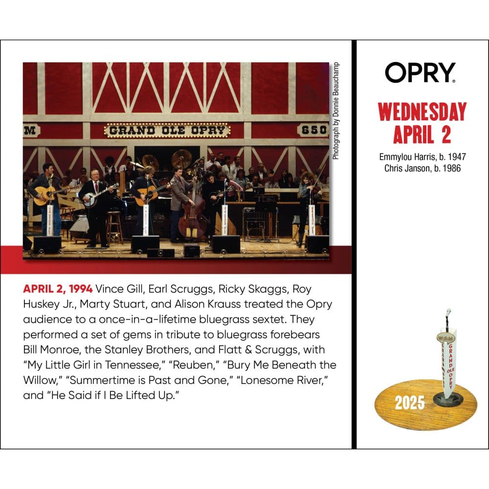 Grand Ole Opry 2025 Desk Calendar Fifth Alternate Image