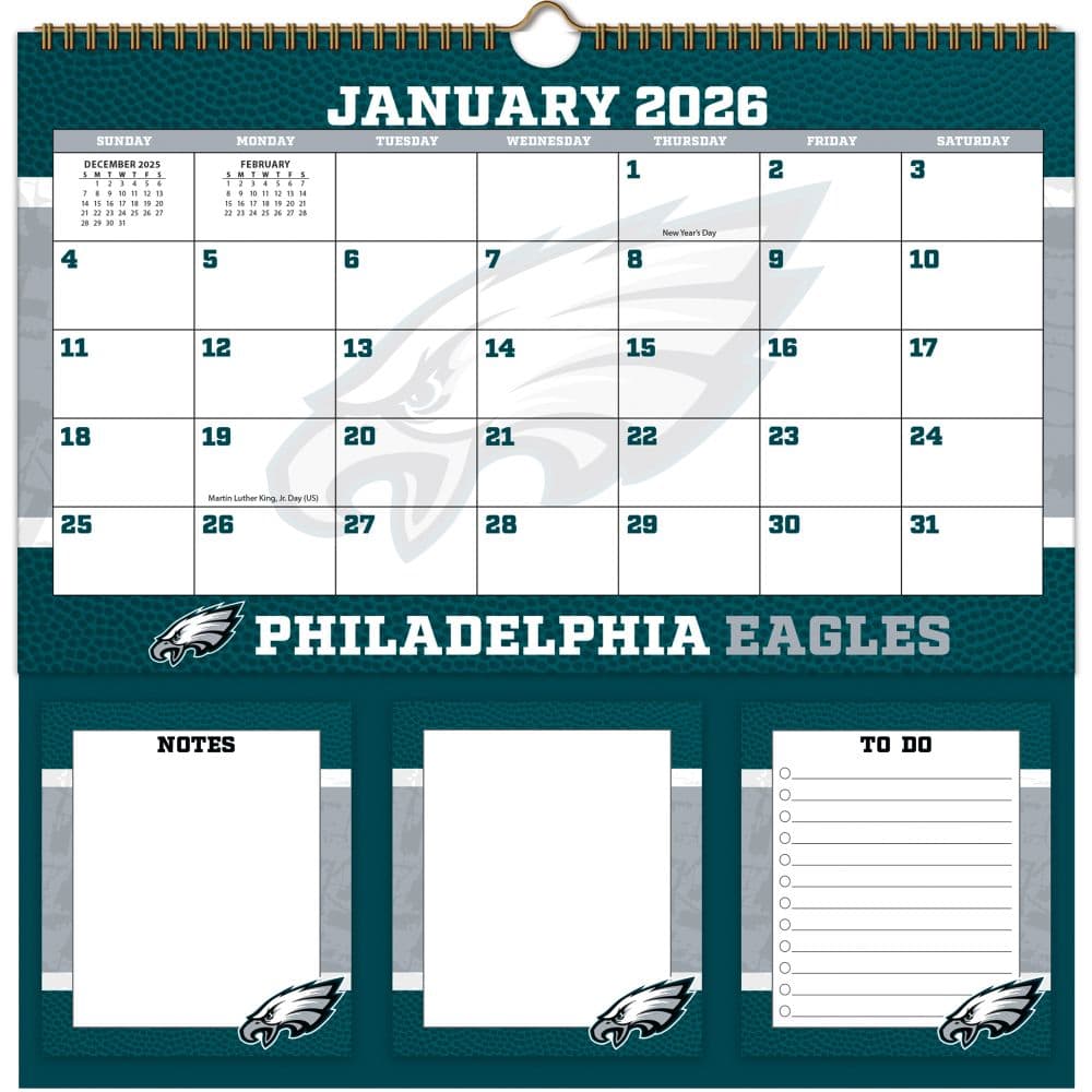 image NFL Philadelphia Eagles 2026 Memomate Spiral Wall Calendar