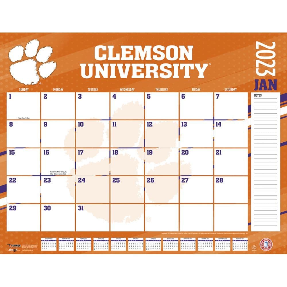 Clemson Academic Calendar 2023 Clemson Tigers 2023 Desk Pad Calendar - Calendars.com