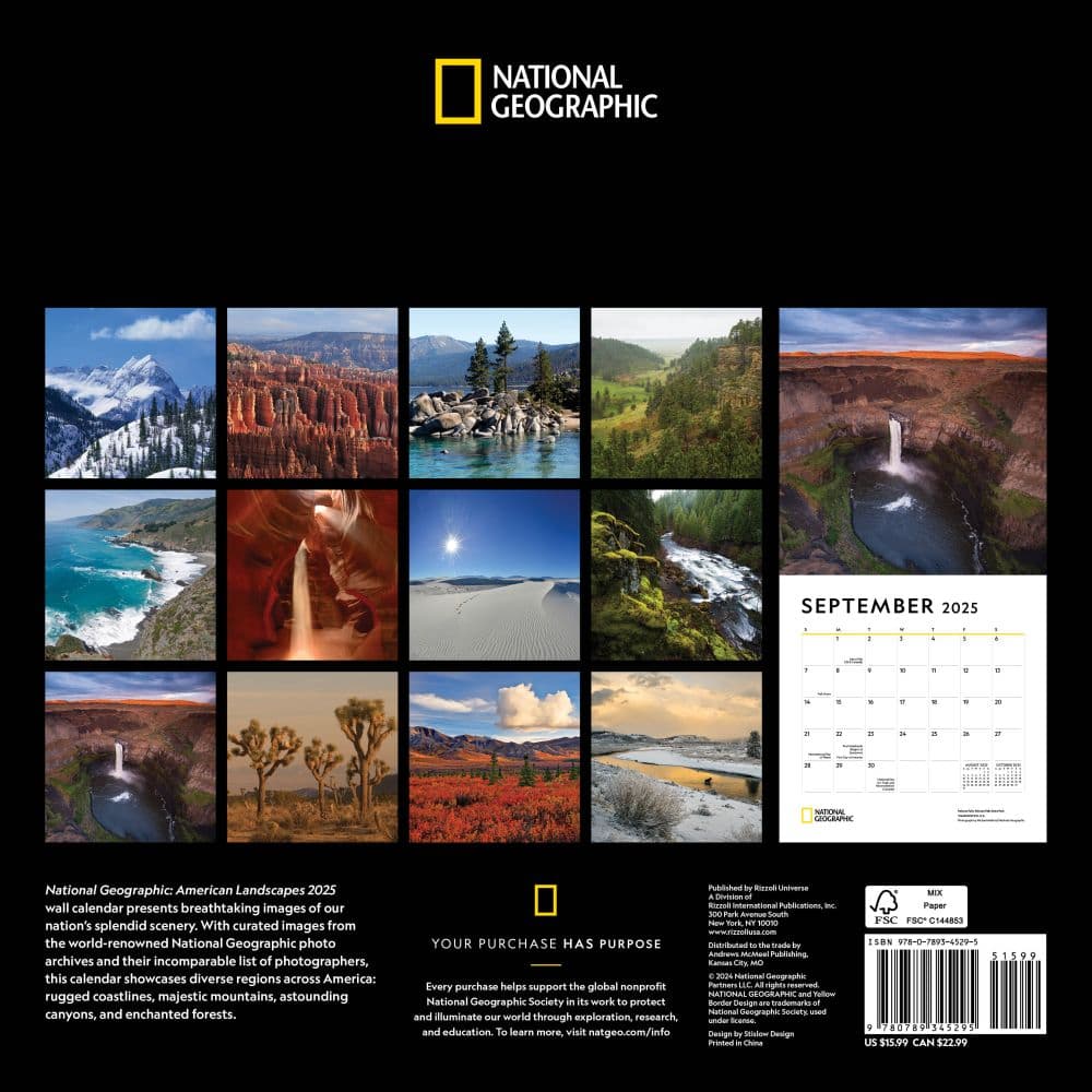 National Geographic American Landscapes 2025 Wall Calendar