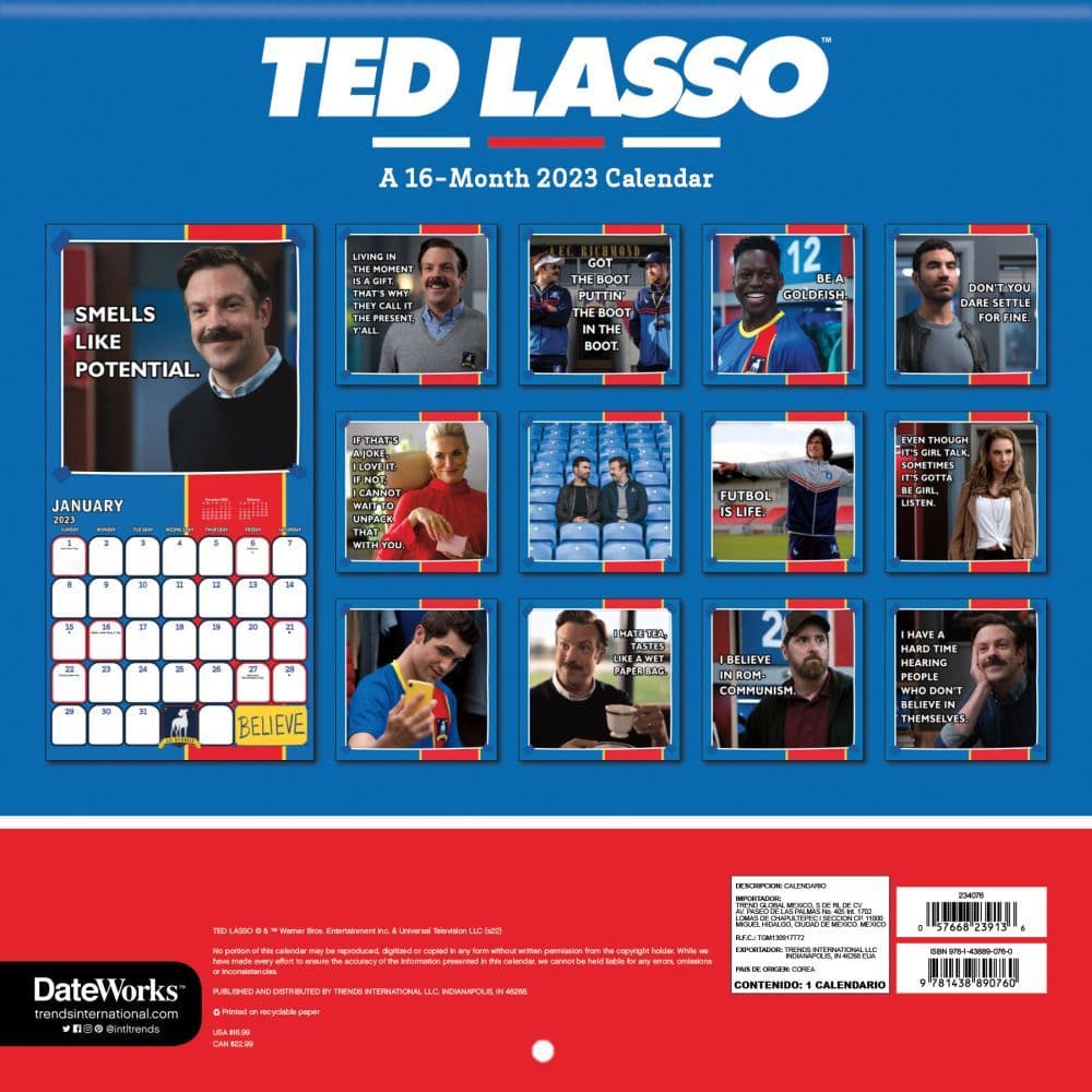 Ted Lasso - NEW 2023 Wall Calendar - Calendars.com