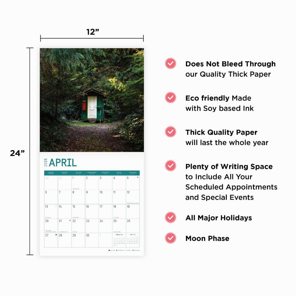 Outhouses 2025 Wall Calendar Fourth Alternate Image width="1000" height="1000"