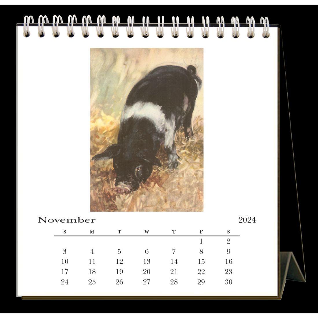 Pigs 2024 Easel Desk Calendar