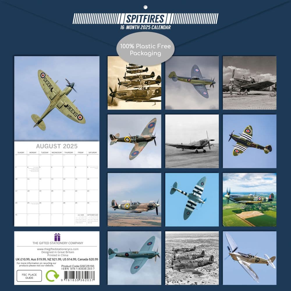 Spitfires 2025 Wall Calendar