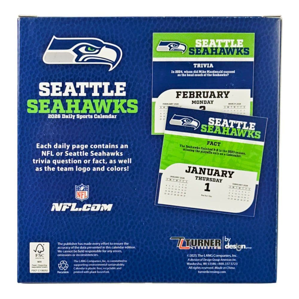 NFL Seattle Seahawks 2026 Desk Calendar Sixth Alternate Image