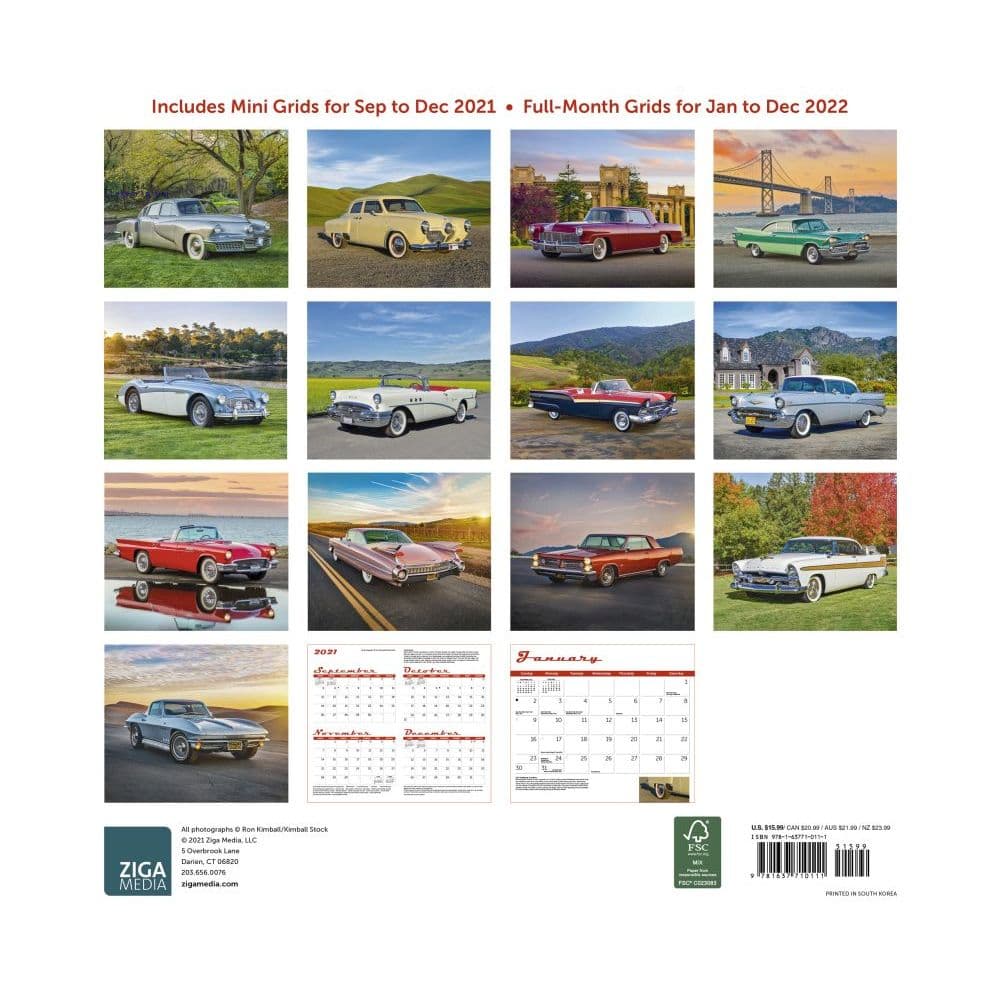 2022 Car Calendar Classic Cars 2022 Wall Calendar - Calendars.com