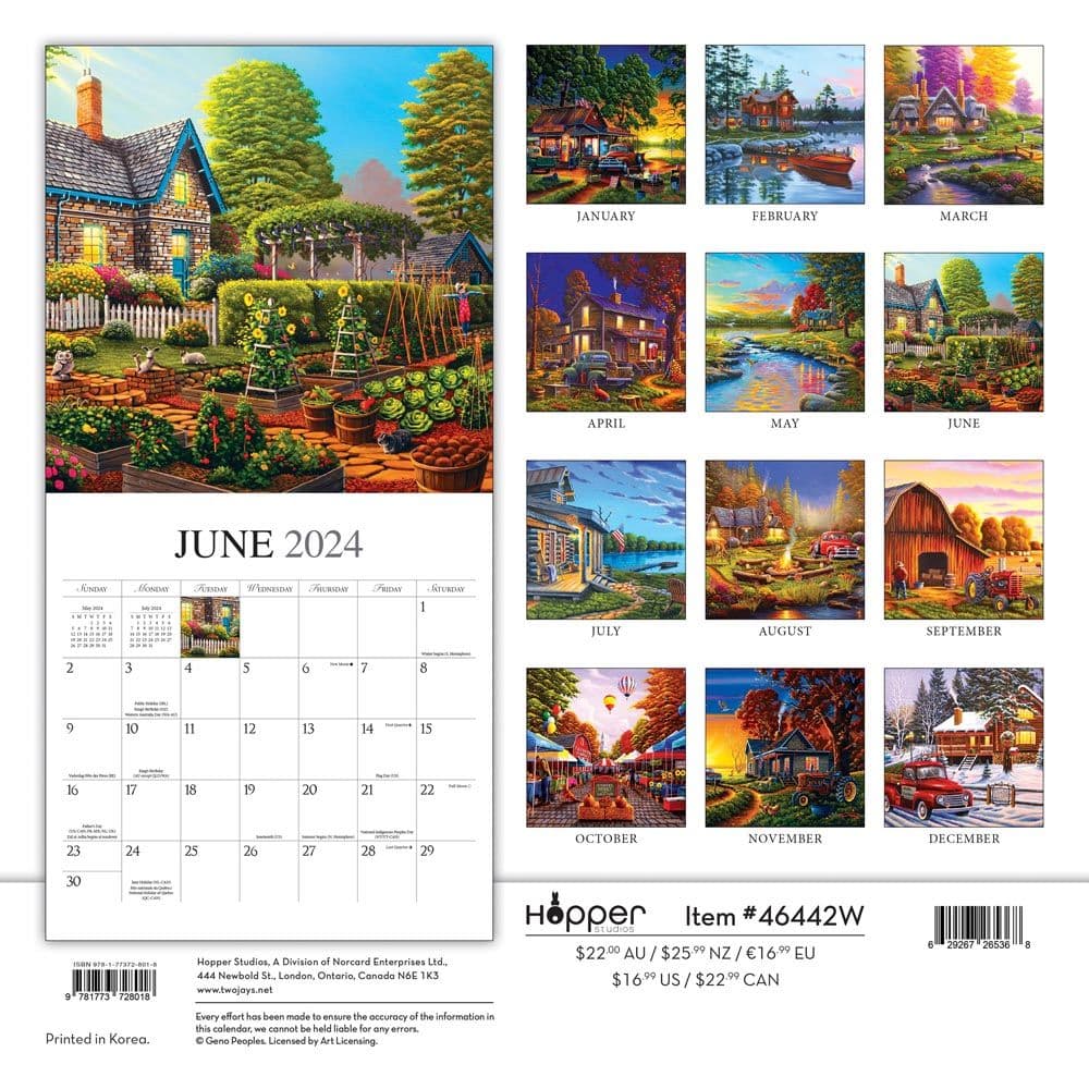 Vintage Country Hopper 2024 Wall Calendar - Calendars.com