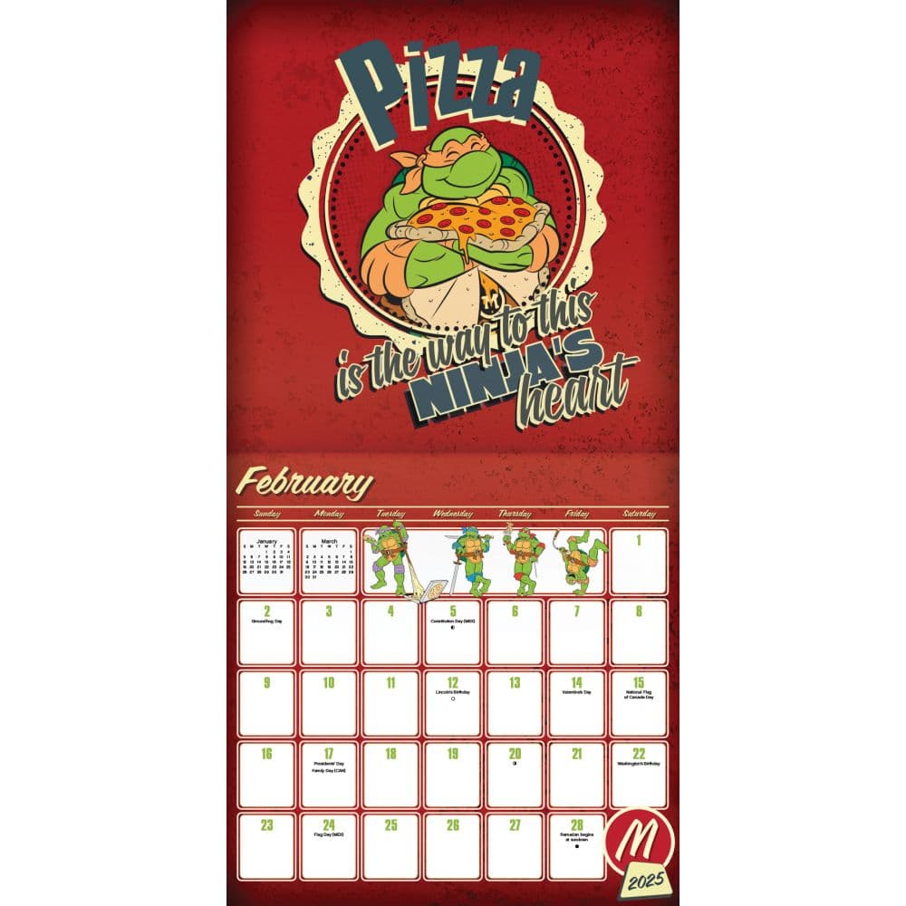 Teenage Mutant Ninja Turtles 2025 Wall Calendar