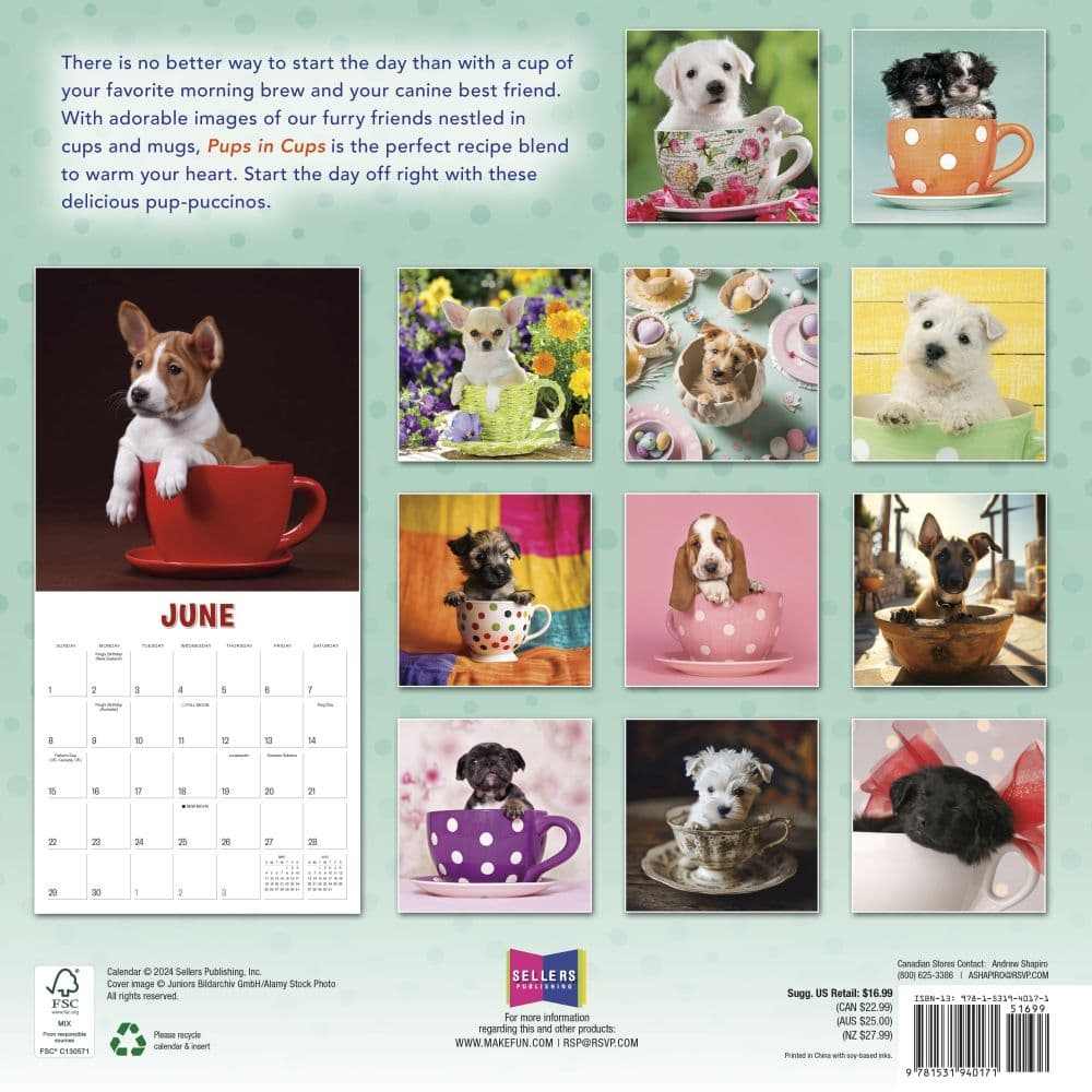 Pups in Cups 2025 Wall Calendar First Alternate Image width=&quot;1000&quot; height=&quot;1000&quot;
