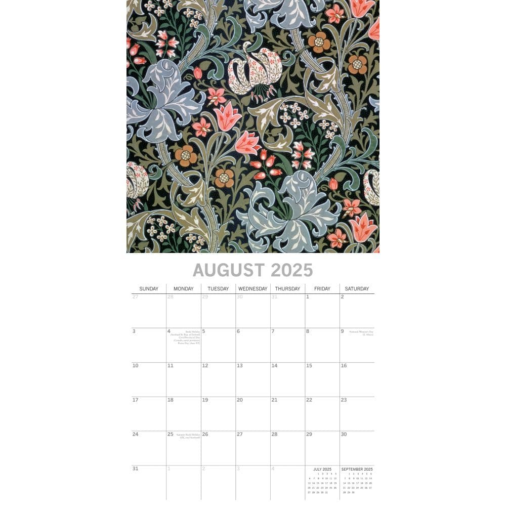 William Morris Rose 2025 Wall Calendar