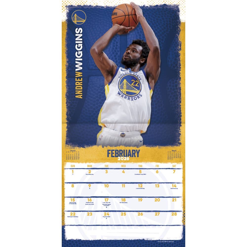 NBA Golden State Warriors 2026 Wall Calendar Third Alternate Image