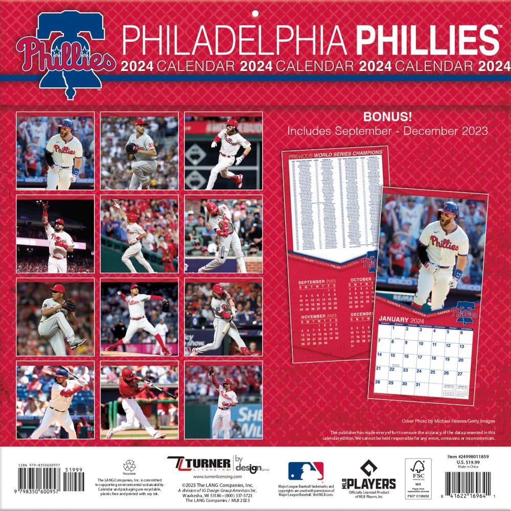 MLB Philadelphia Phillies 2024 Wall Calendar First Alternate Image width=&quot;1000&quot; height=&quot;1000&quot;