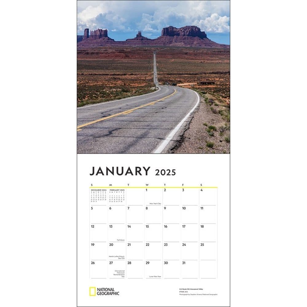National Geographic American Roadtrips 2025 Wall Calendar Second Alternate Image