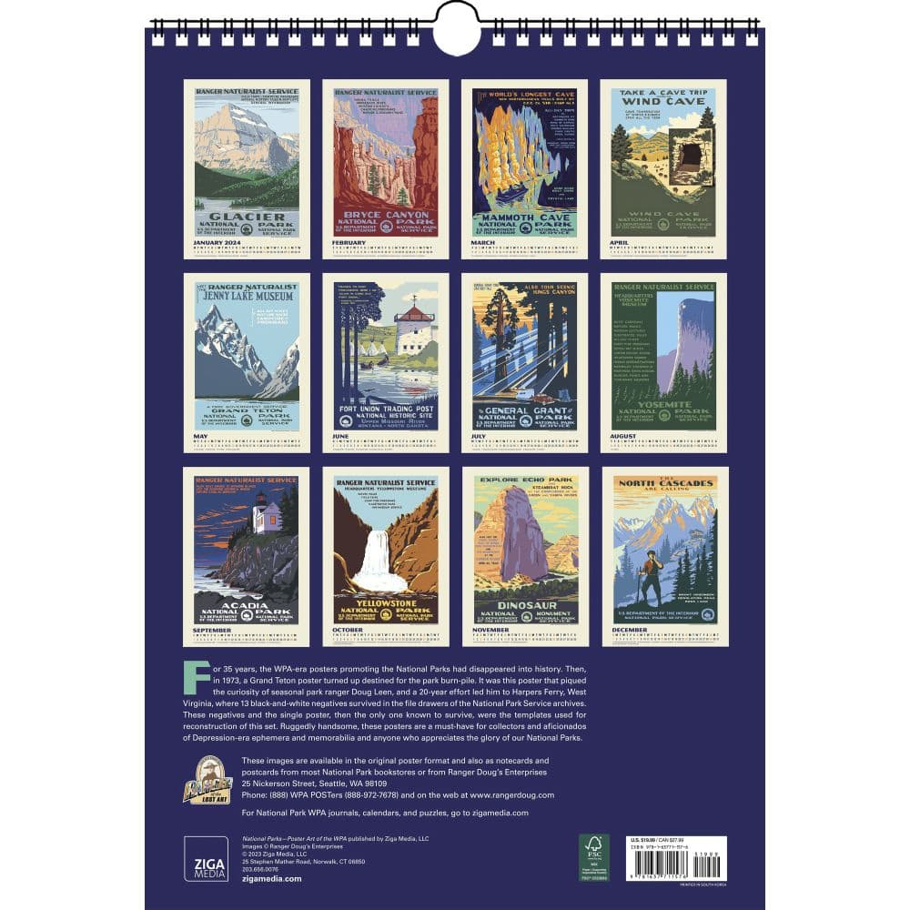 National Parks Poster Art WPA 2024 Wall Calendar First Alternate Image width=&quot;1000&quot; height=&quot;1000&quot;