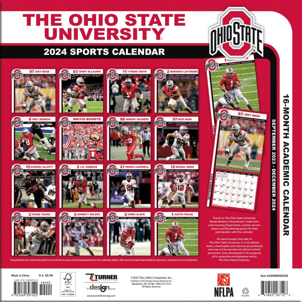 Ohio State Buckeyes 2024 Mini Wall Calendar