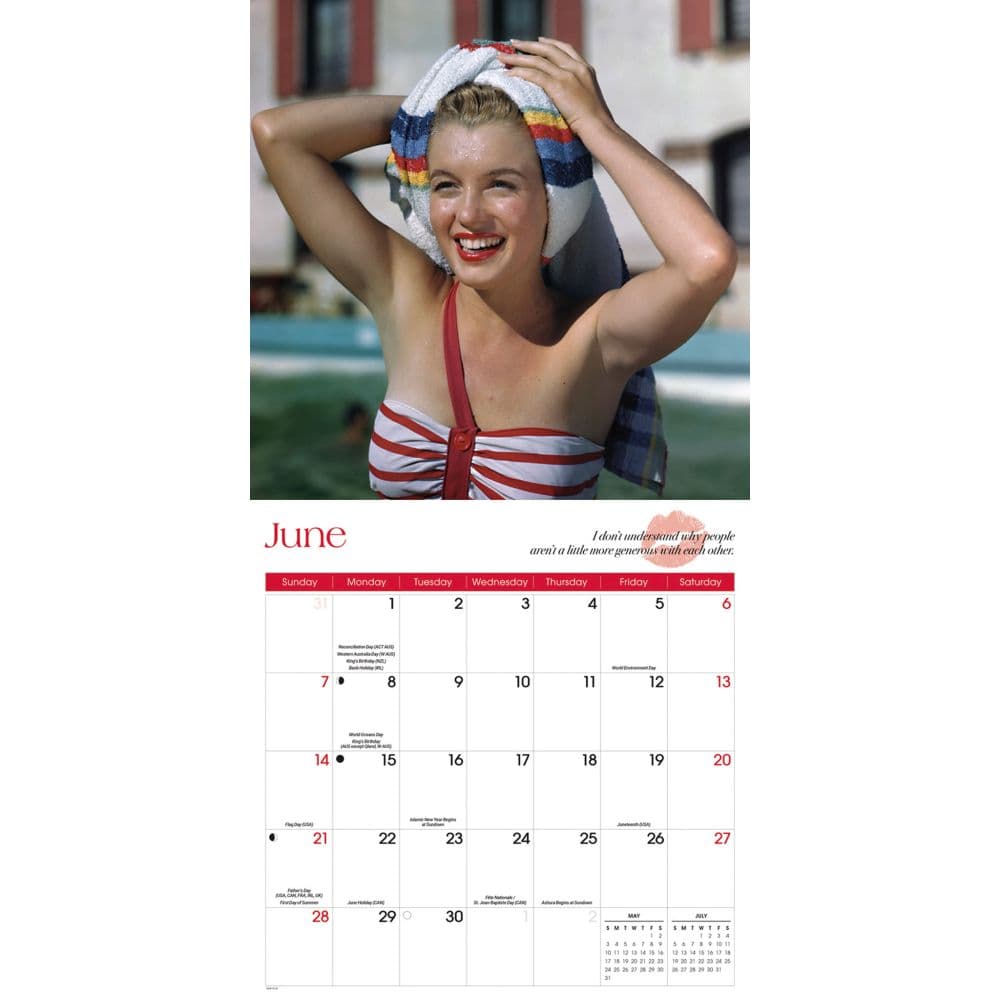 Marilyn Monroe Black and White 2026 Wall Calendar Third Alternate Image