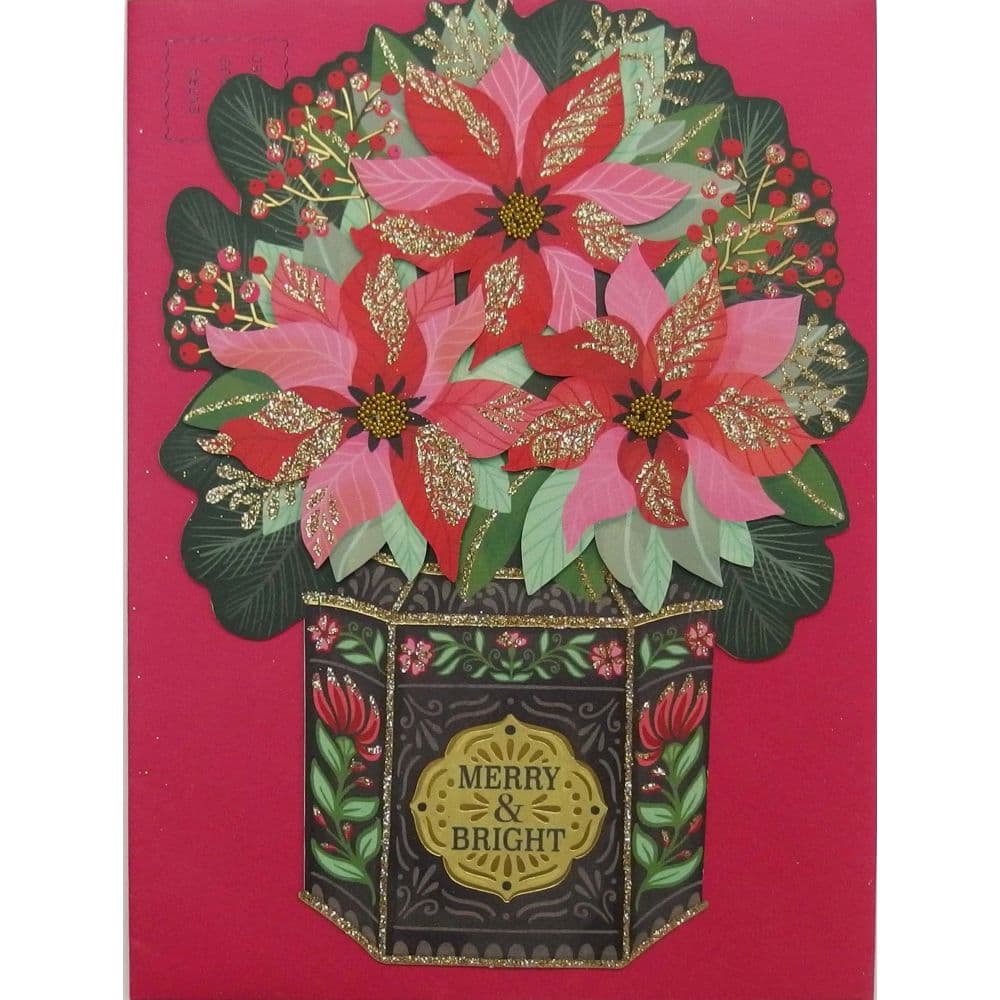 image Die Cut Poinsettias in Tin Christmas Card Main Image