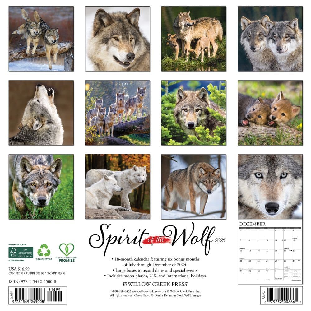 Wolves 2025 Wall Calendar