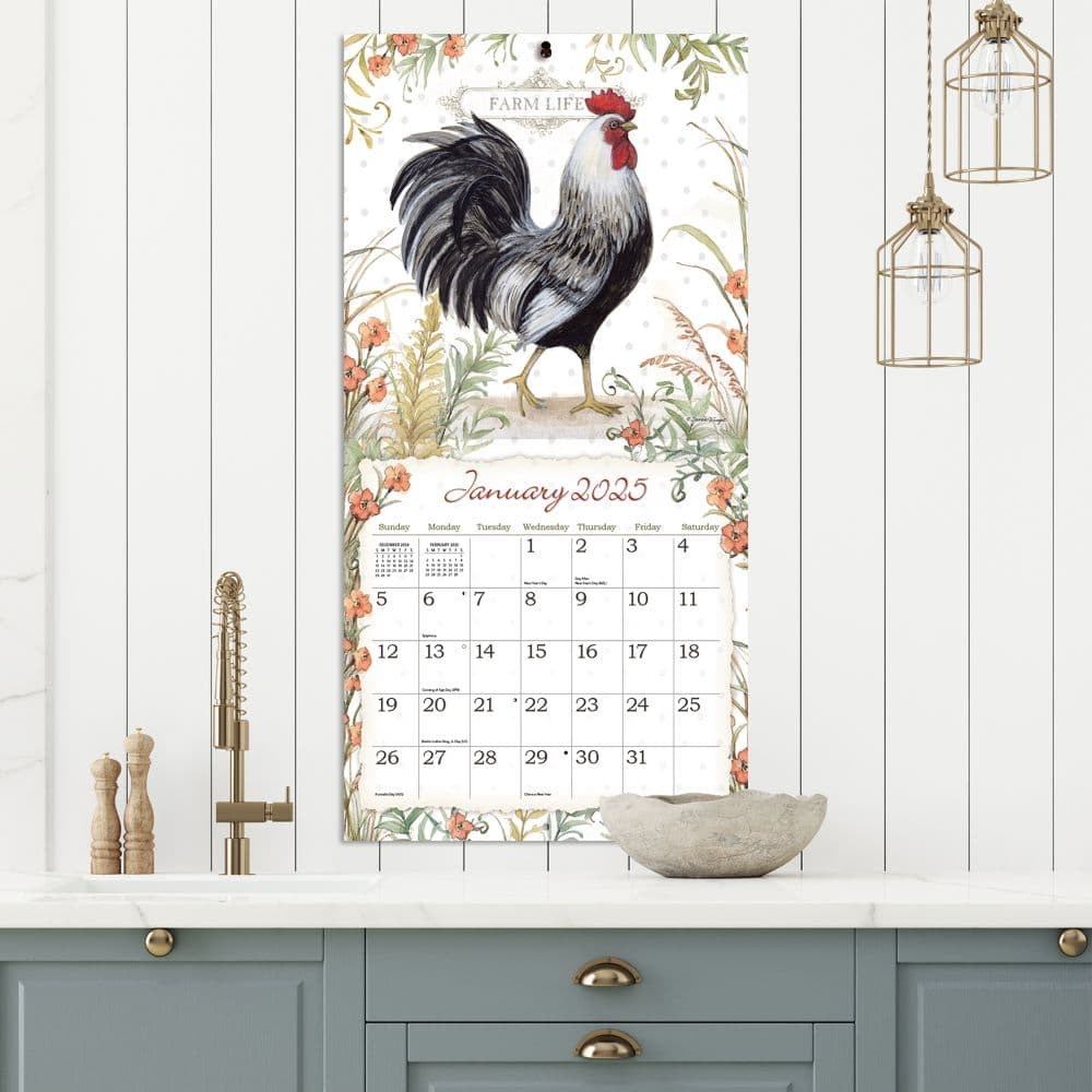 Roosters by Susan Winget 2025 Wall Calendar