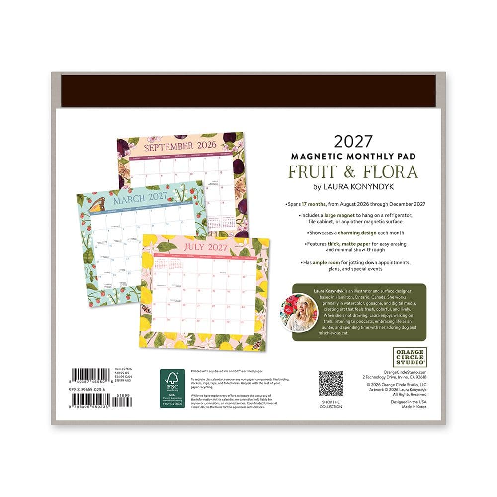 Fruit &amp; Flora 2027 Magnetic Wall Calendar First Alternate Image
