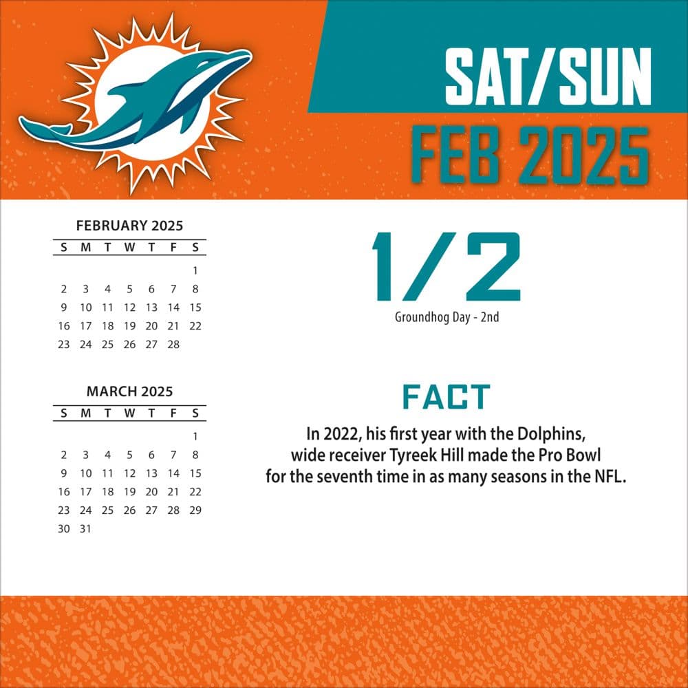 NFL Miami Dolphins 2025 Desk Calendar