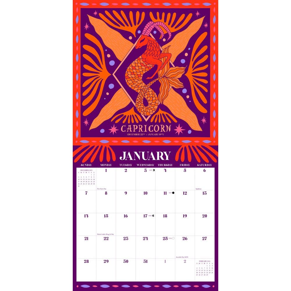 Zodiac Signs 2025 Wall Calendar