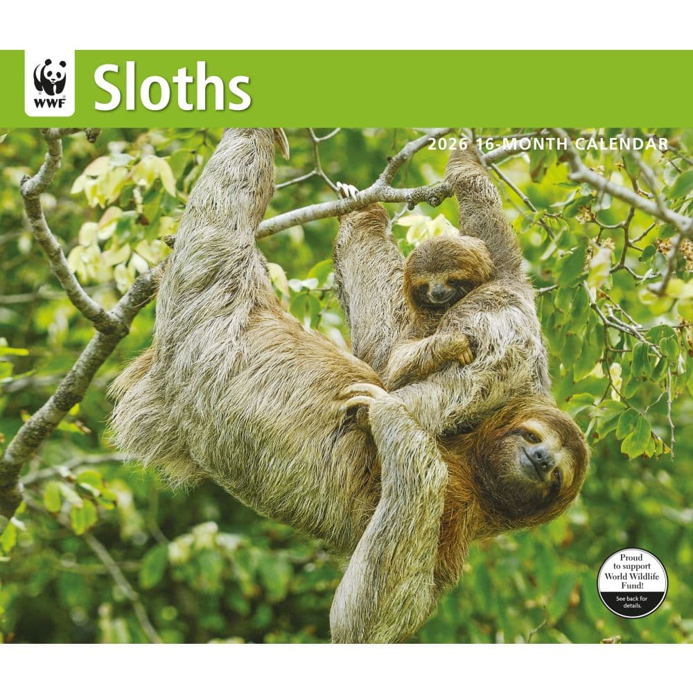 Sloths WWF 2026 Wall Calendar Main Image