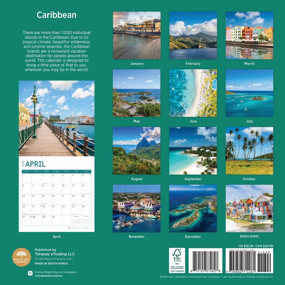 Caribbean 2025 Wall Calendar First Alternate Image width="1000" height="1000"