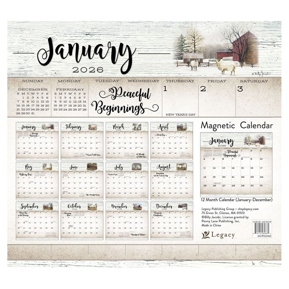 Farmhouse by Billy Jacobs 2026 Magnetic Calendar First Alternate Image