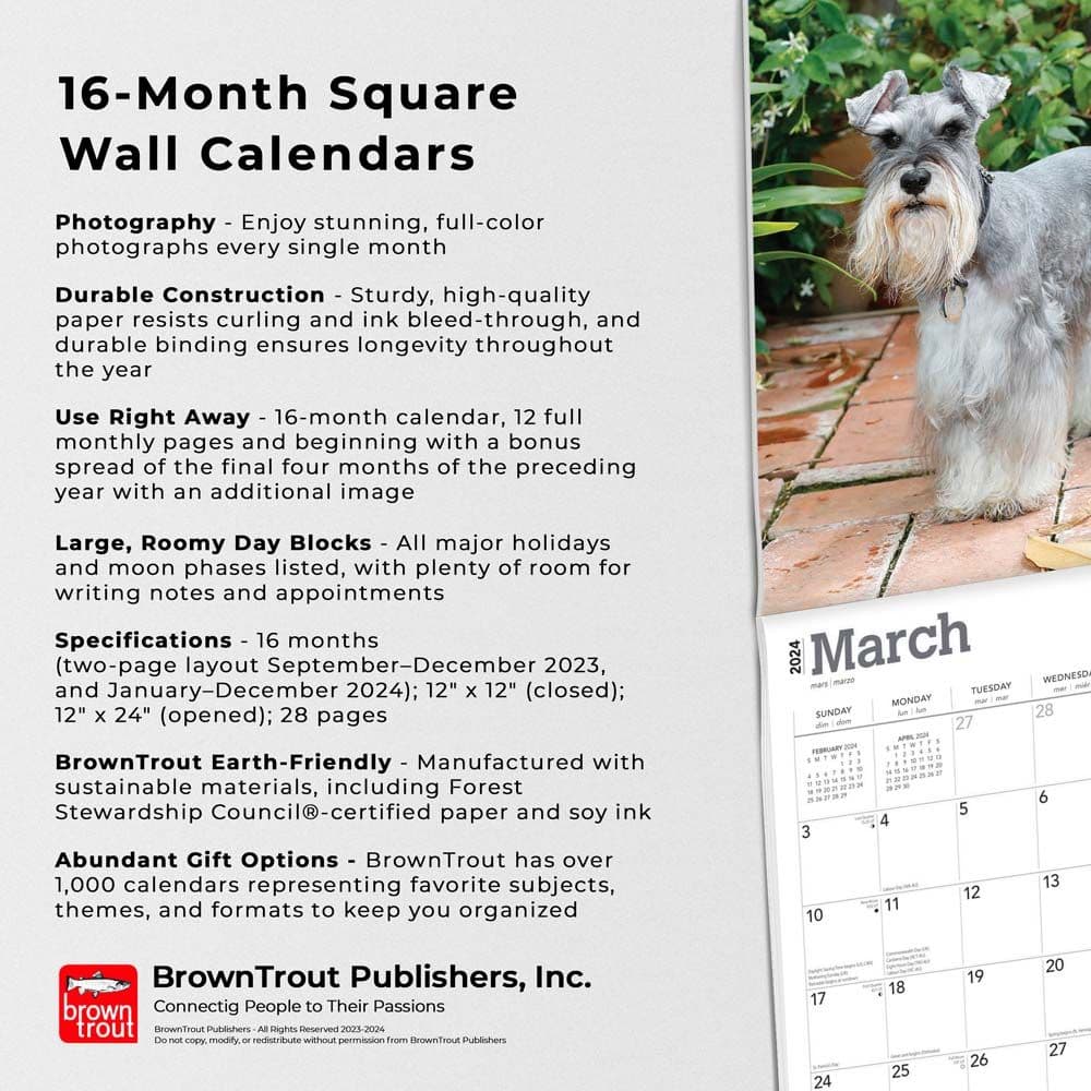 Miniature Schnauzers 2024 Mini Wall Calendar Alternate Image 4