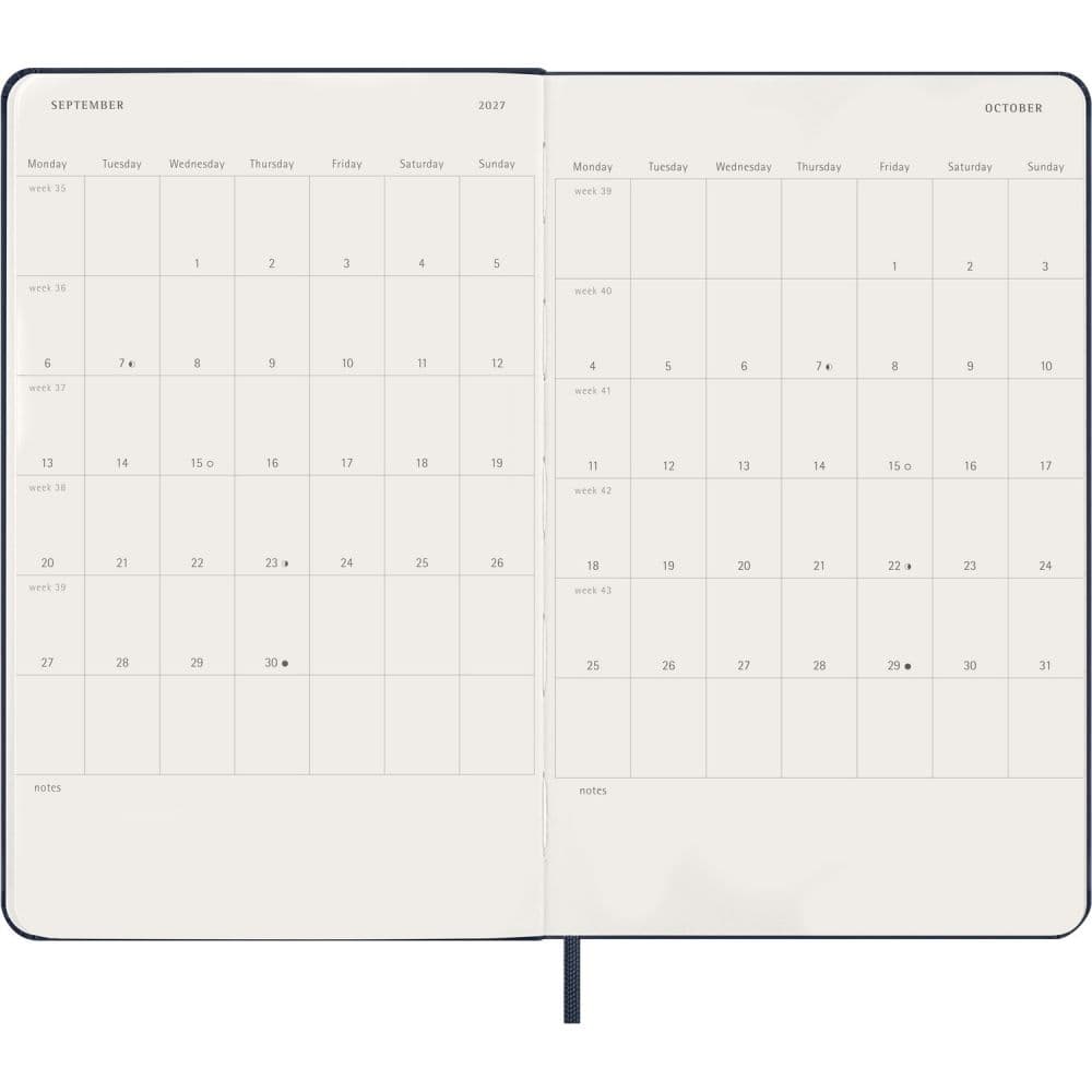 Moleskine Sapphire Blue Large Hard Cover 2027 Daily Planner Fifth Alternate Image