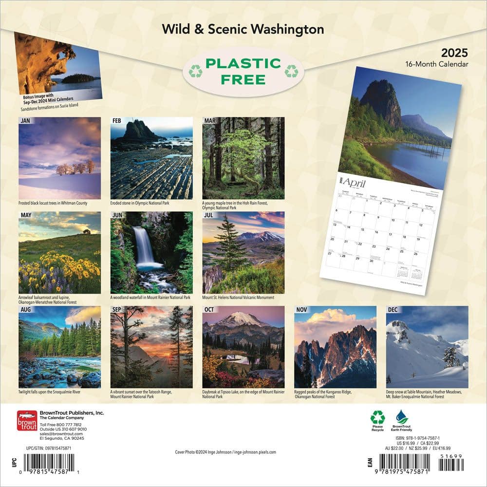 Washington Wild and Scenic 2025 Wall Calendar Main Product Image