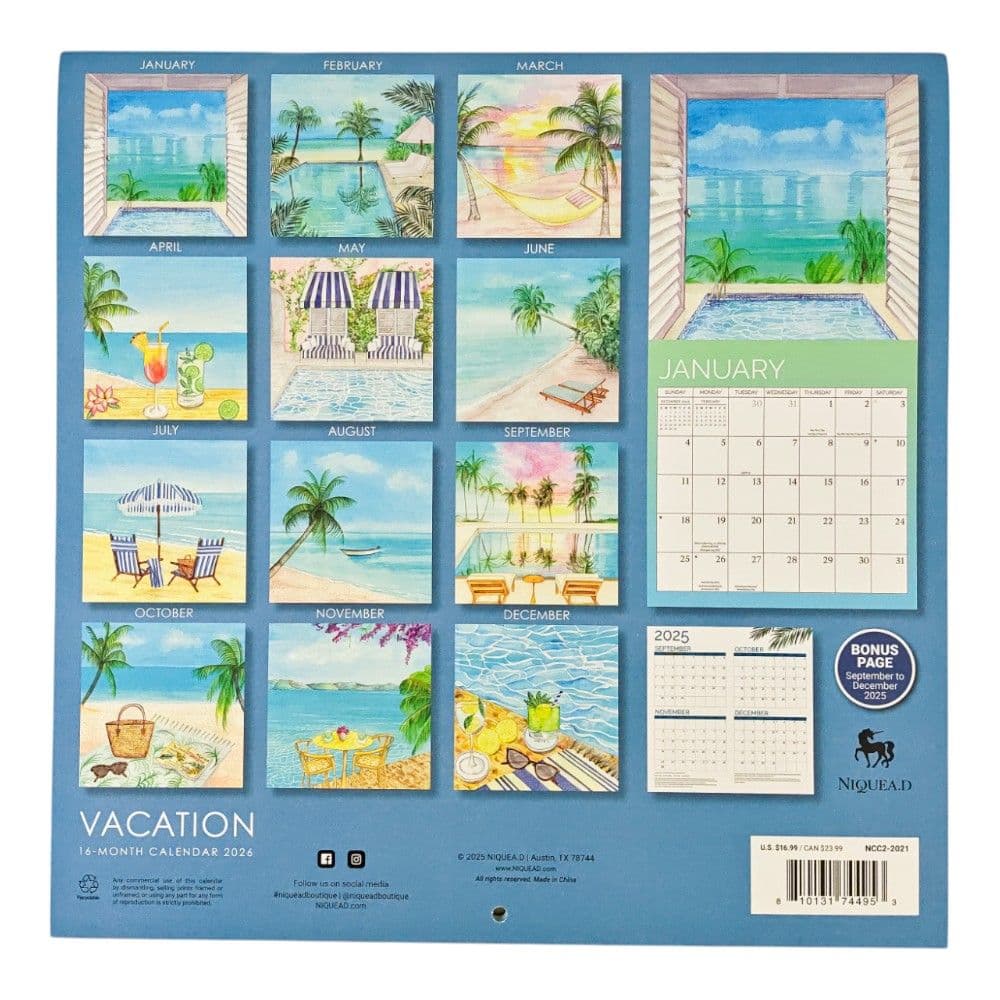 Vacation 2026 Wall Calendar First Alternate Image
