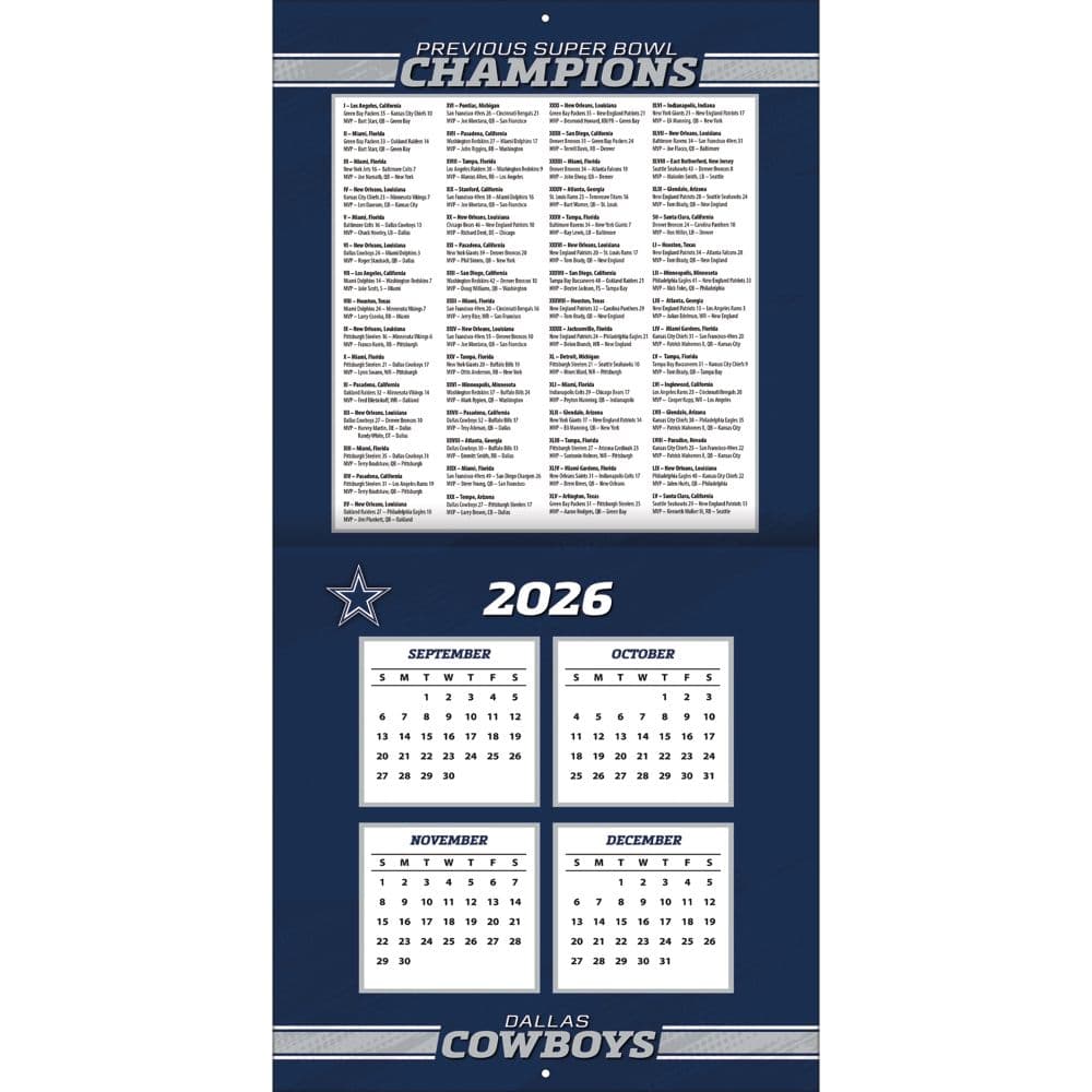 NFL Dallas Cowboys 2027 Wall Calendar Second Alternate Image