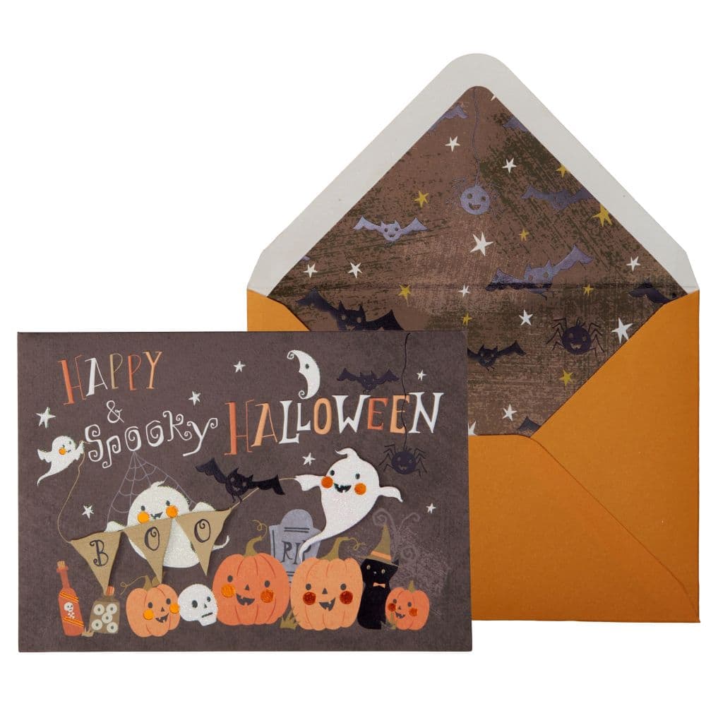 Ghost and Jack-O-Lantern Scene Halloween Card Main Product Image width=&quot;1000&quot; height=&quot;1000&quot;