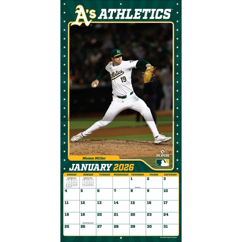 MLB Oakland Athletics 2026 Wall Calendar Third Alternate Image