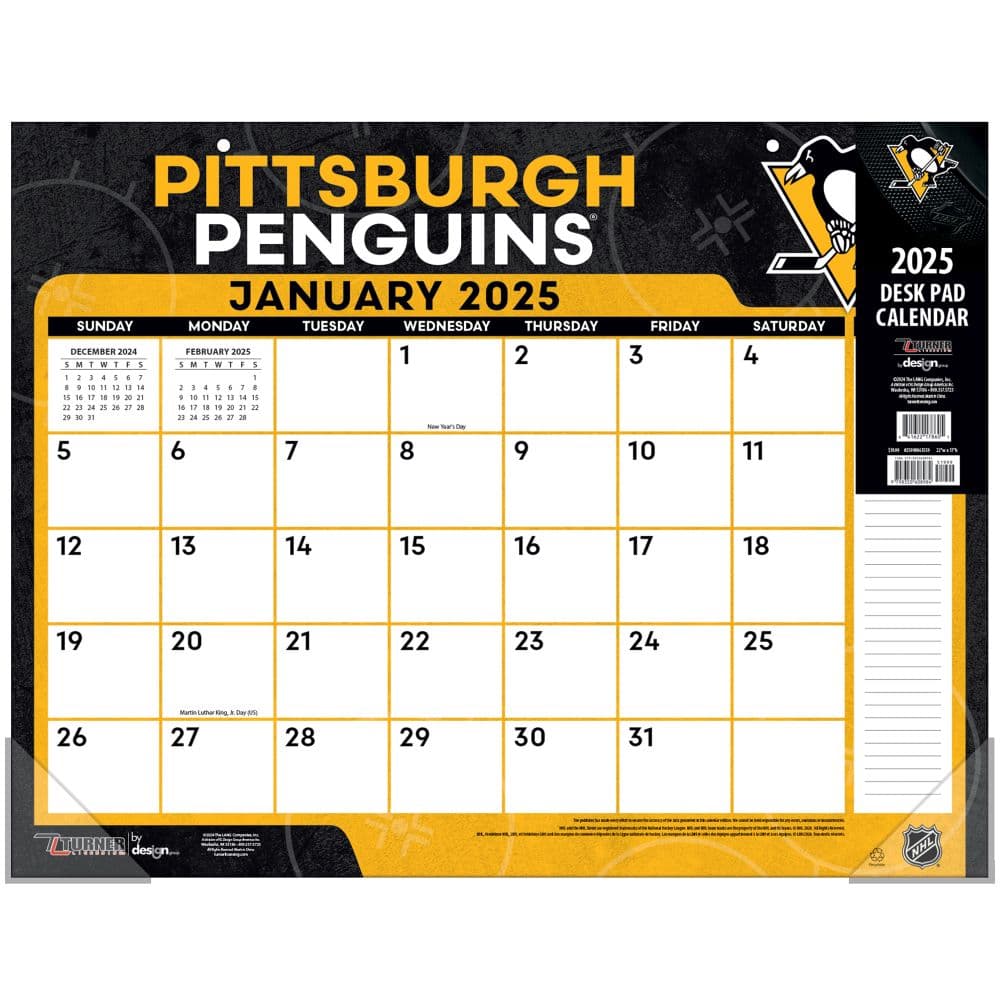 NHL Pittsburgh Penguins 2025 Desk Pad