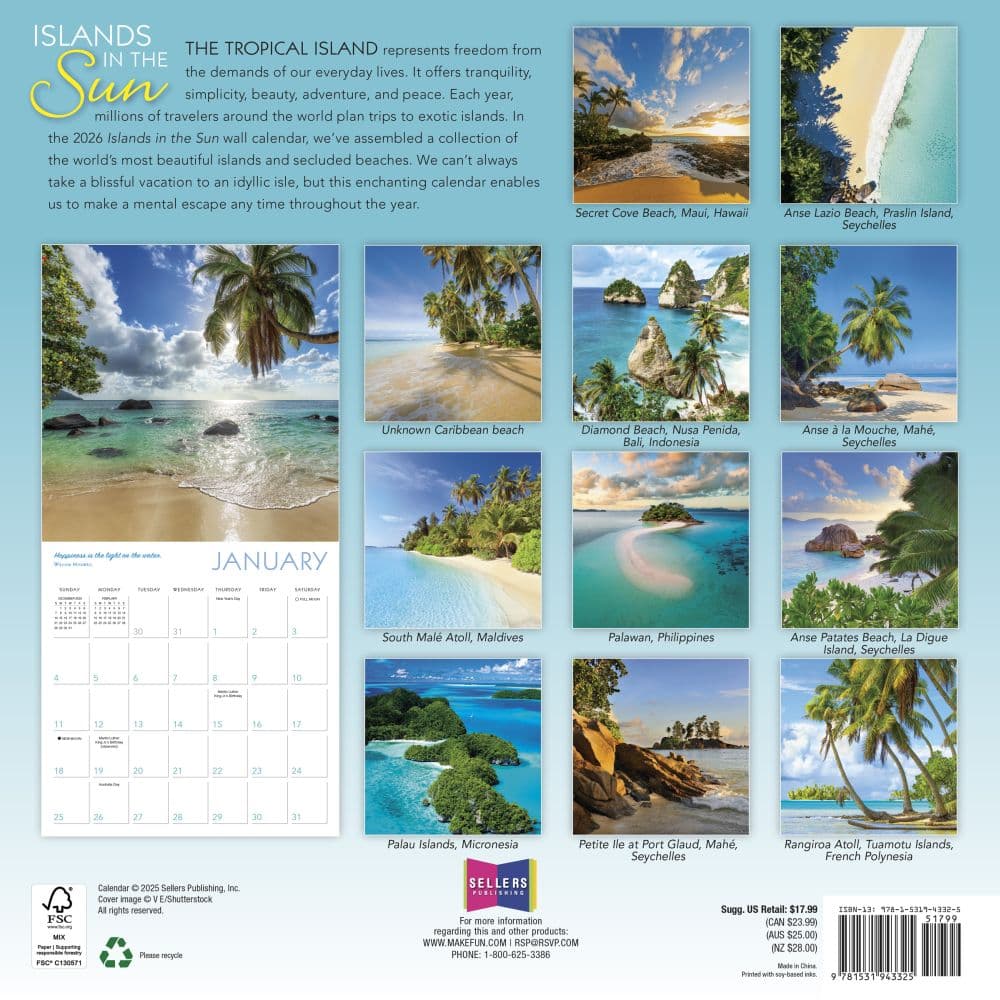 Islands in the Sun 2026 Wall Calendar First Alternate Image