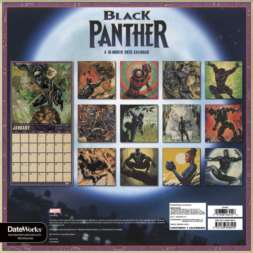 Black Panther 2 Wakanda 2025 Wall Calendar Alt1