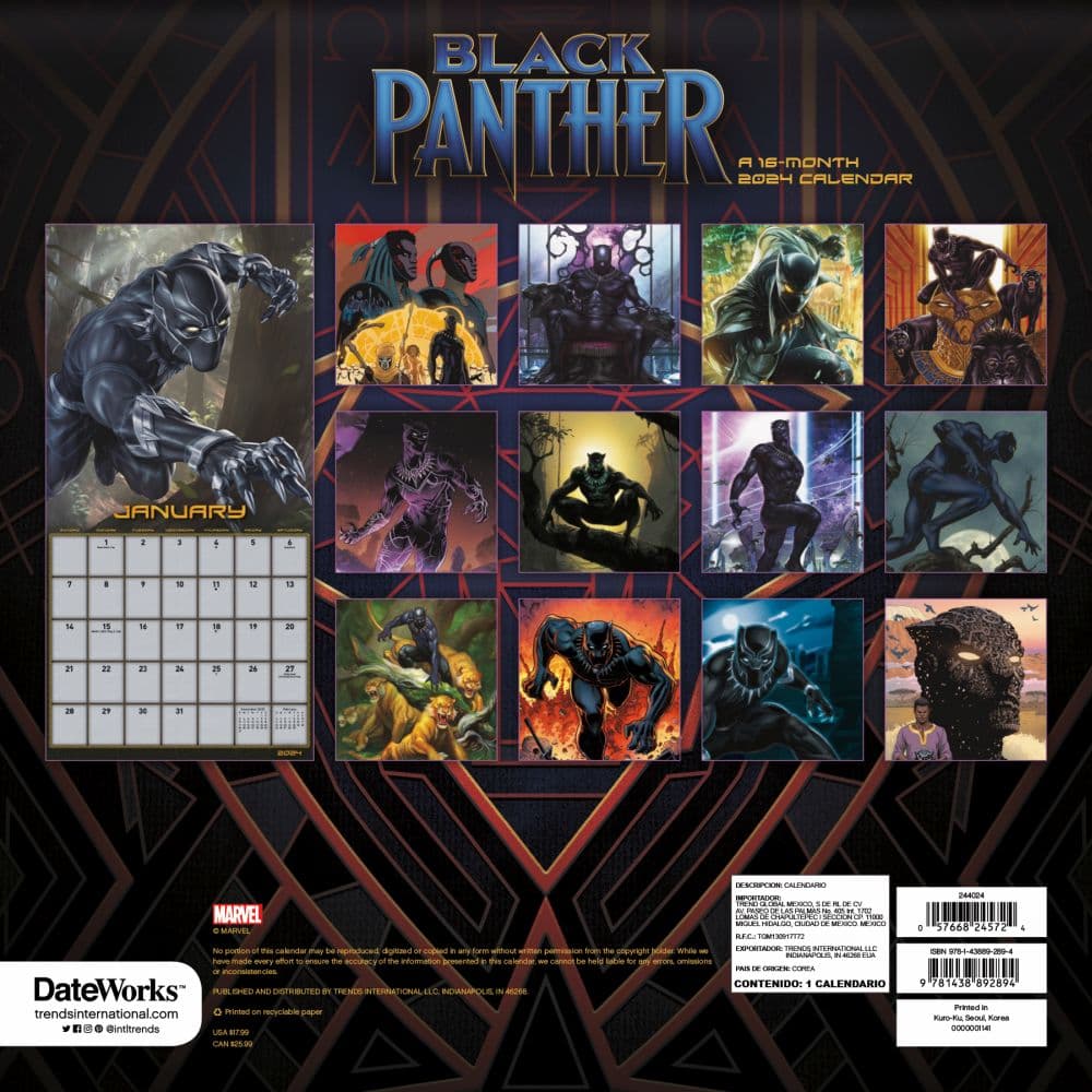 Black Panther 2 Wakanda 2024 Wall Calendar