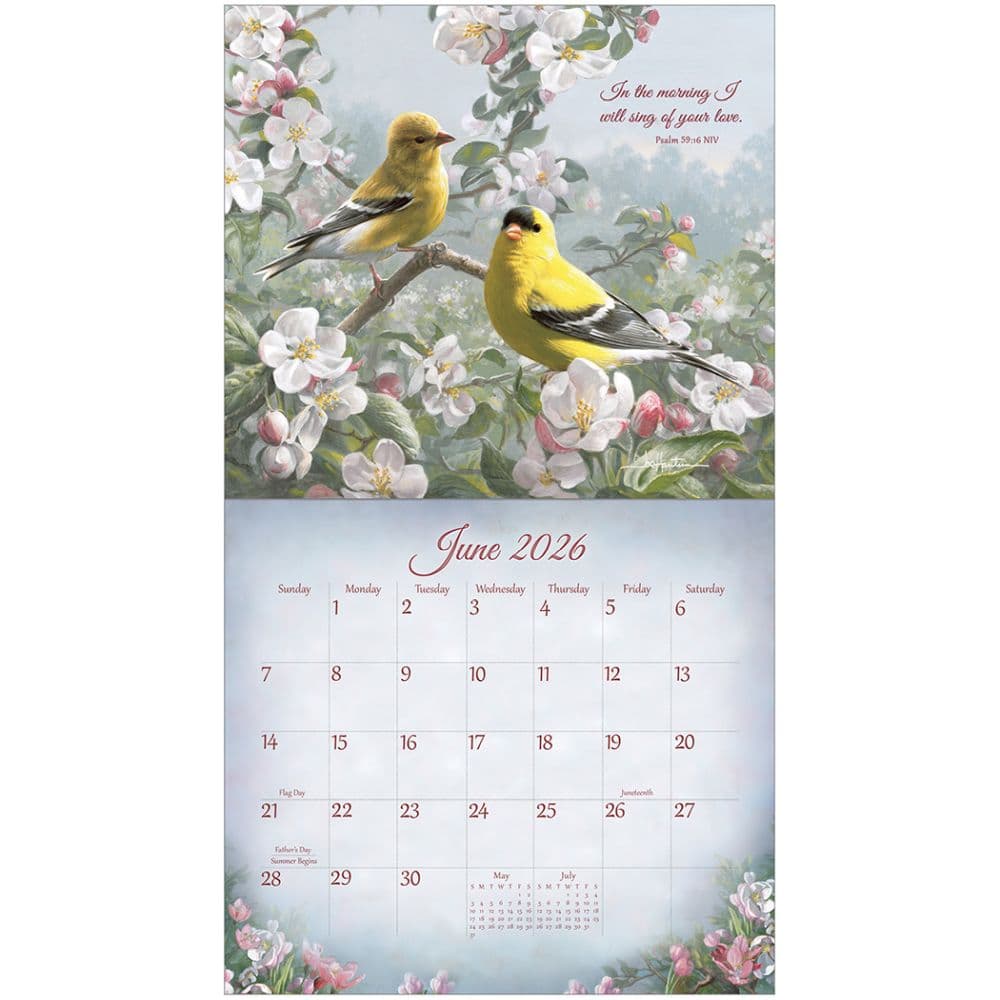 Songbirds of Faith by Hautman Brothers 2026 Wall Calendar, 13.38'' X 12.13'', 12-Month Calendar with Stapled Binding