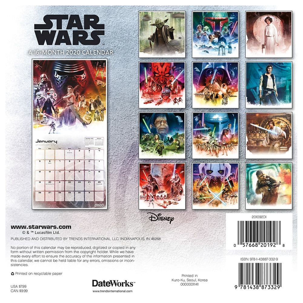 Star Wars 2020 Calendar