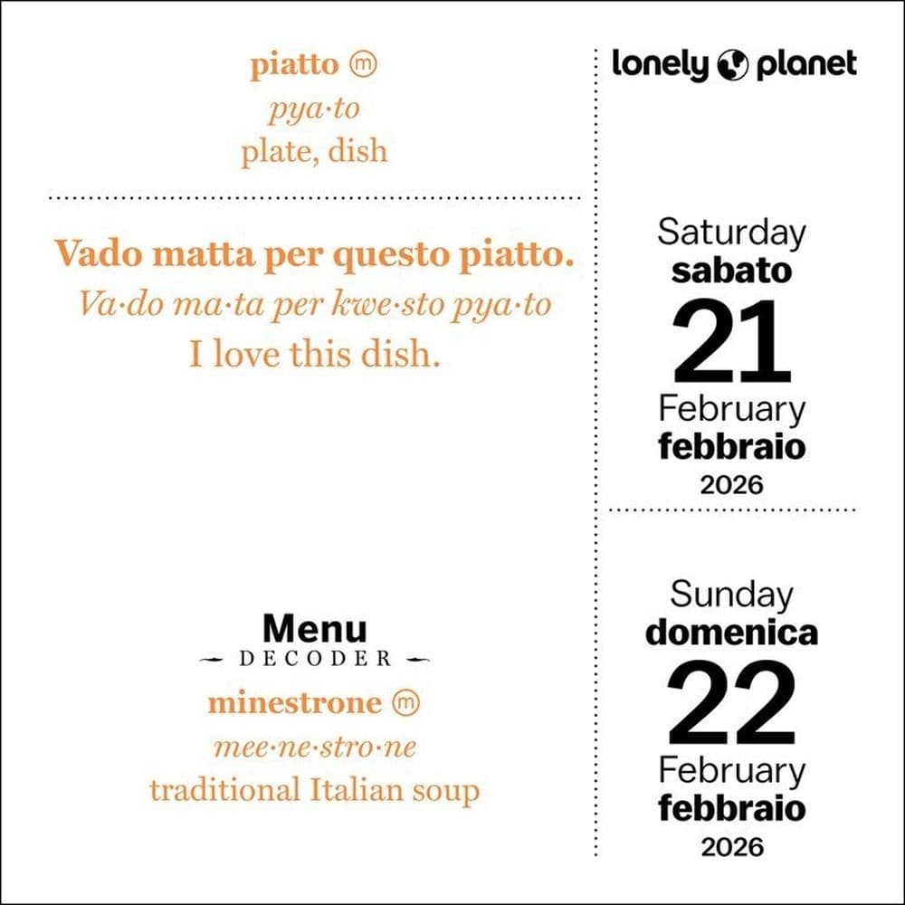 Lonely Planet Italian 2026 Desk Calendar Second Alternate Image
