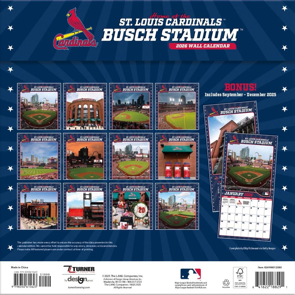 MLB Busch Stadium 2026 Wall Calendar First Alternate Image