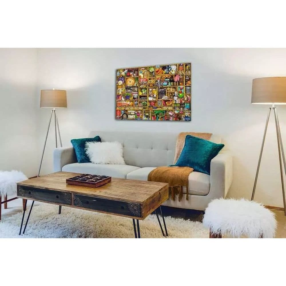 Kitchen Cupboard 1000 Piece Puzzle on a wall