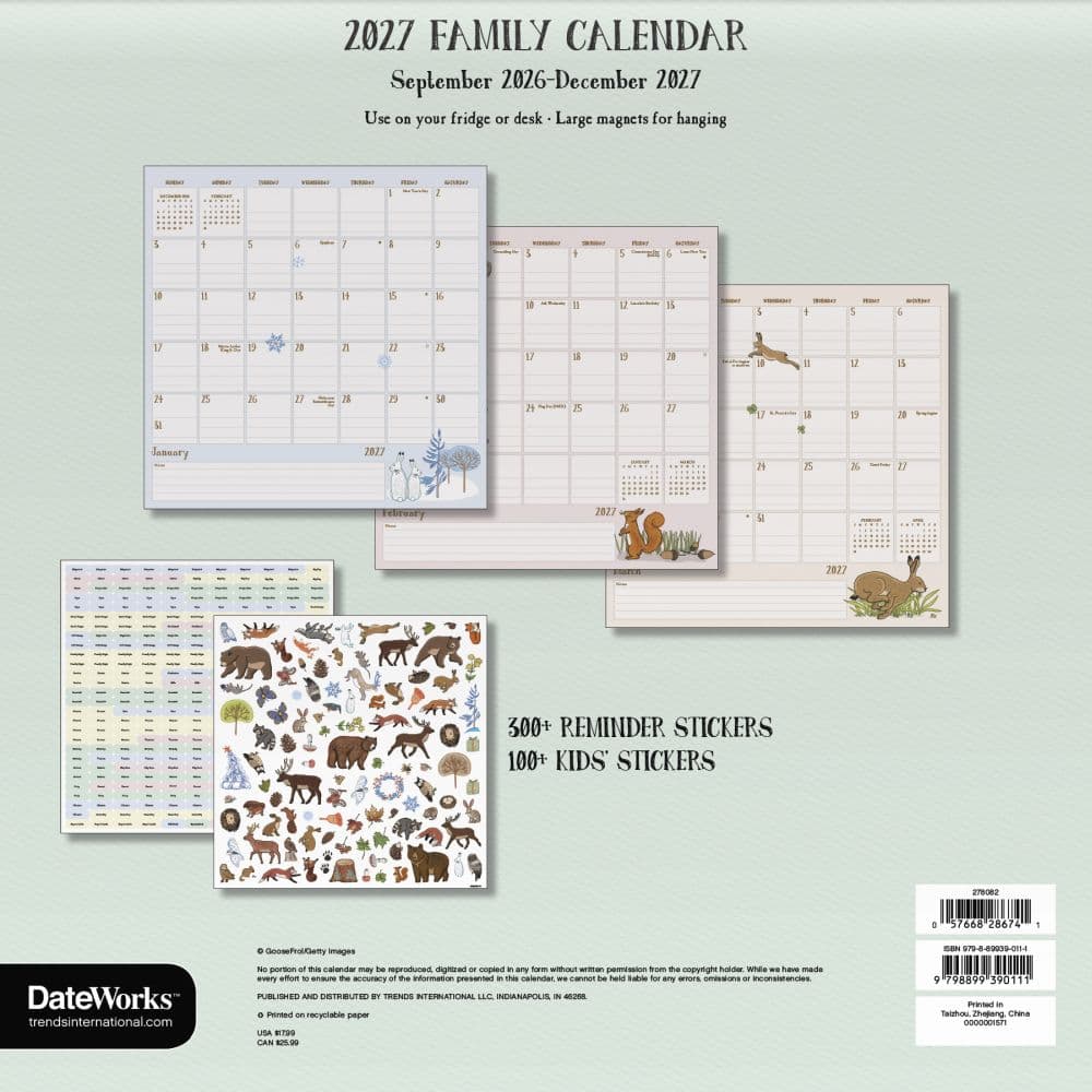 Animals Family 2027 Magnetic Desk Calendar Fourth  Alternate Image