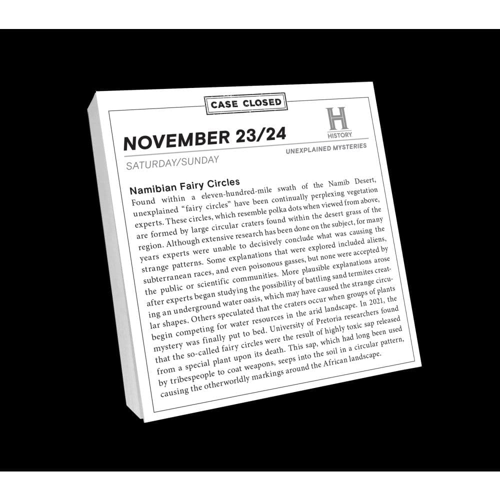 History Channel Unexplained Mysteries 2024 Desk Calendar